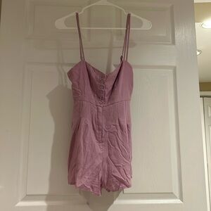 Romper zipup button up adj straps 2 slit pockets1 rear pocket lt purple size XS